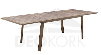 Hliníkový stůl ALORA 170/264x101 cm (šedo-hnědý)